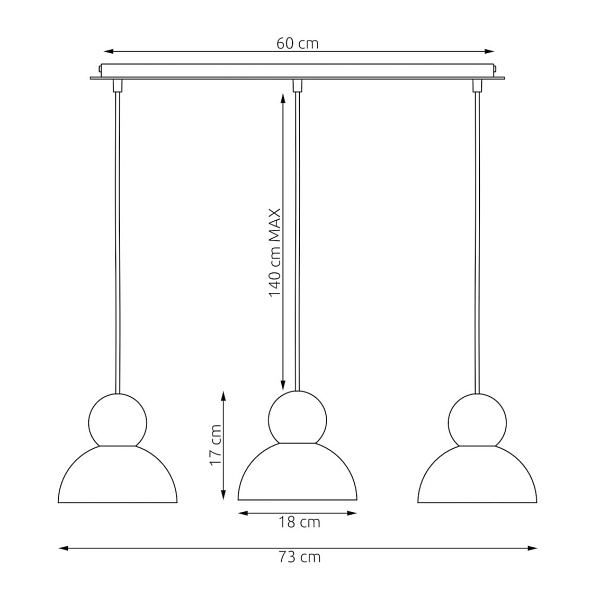 Lampa wisząca KAKI 3 BLACK - Emibig