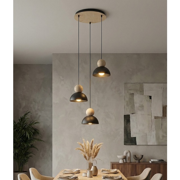 Lampa wisząca KAKI 3PREM BLACK - Emibig