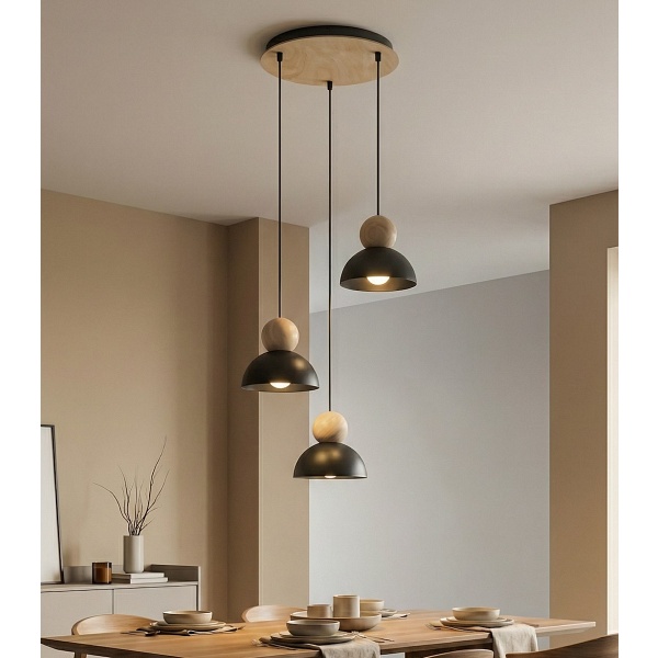 Lampa wisząca KAKI 3PREM BLACK - Emibig