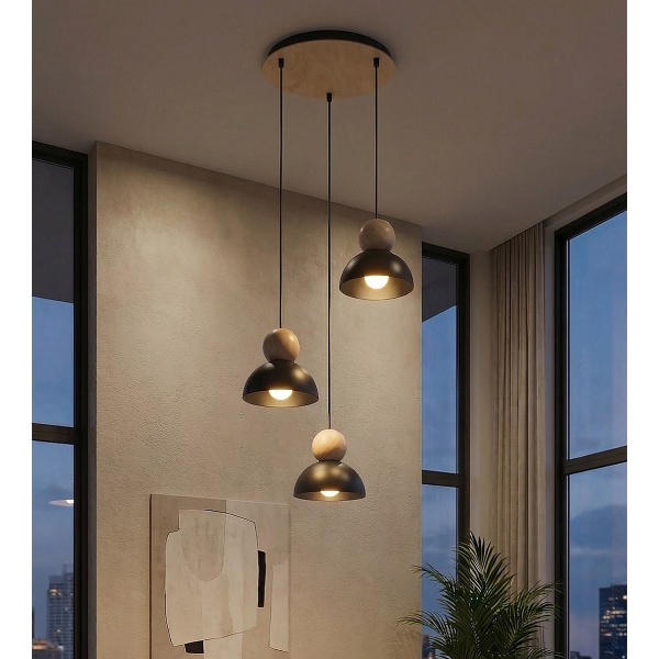 Lampa wisząca KAKI 3PREM BLACK - Emibig