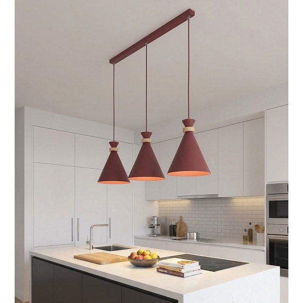 Lampa wisząca ZERO 3 BURGUNDY - Emibig