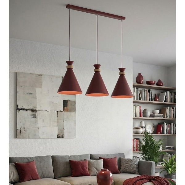Lampa wisząca ZERO 3 BURGUNDY - Emibig