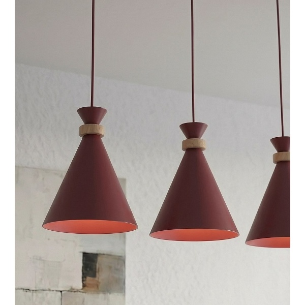 Lampa wisząca ZERO 3 BURGUNDY - Emibig