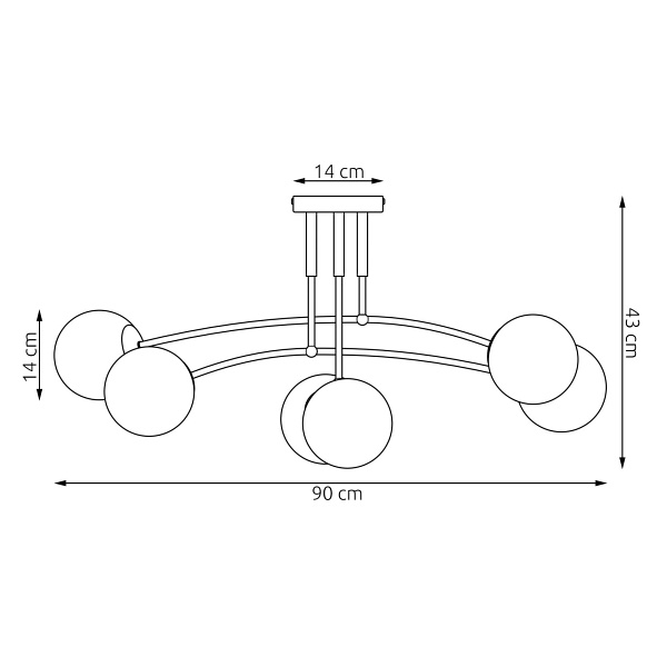 Lampa sufitowa PREGOS 6 MOKKA OPAL - Emibig
