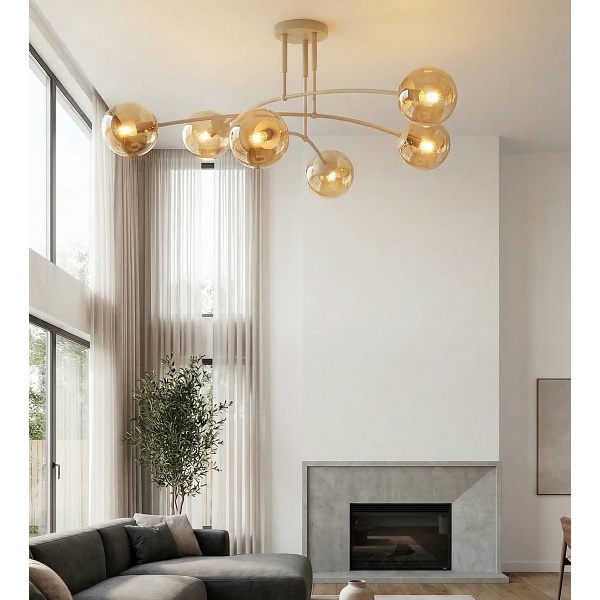 Lampa sufitowa PREGOS 6 MOKKA MIODOWY - Emibig