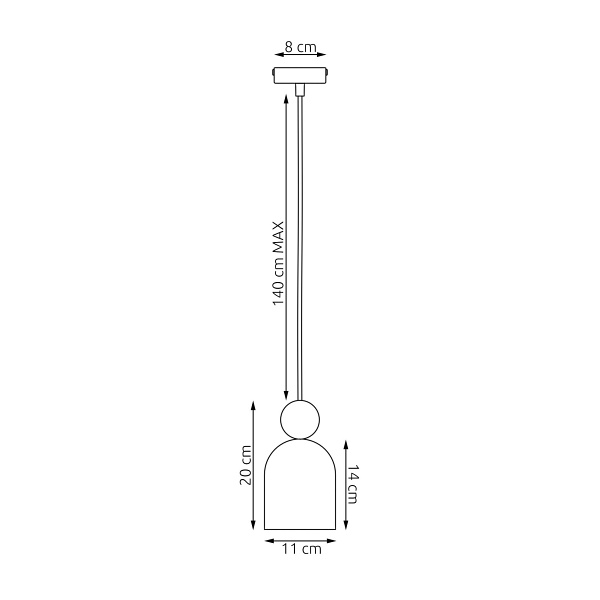 Lampa wisząca MESI 1 BLACK - Emibig
