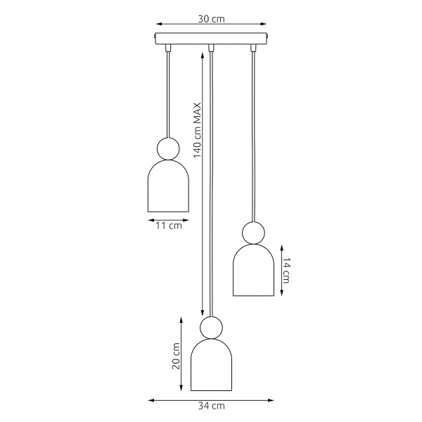 Lampa wisząca MESI 3 BL PREM - Emibig