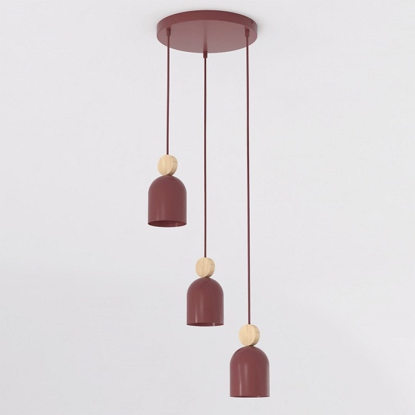 Lampa wisząca MESI 3PREM BURGUNDY - Emibig