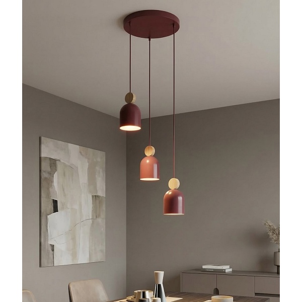 Lampa wisząca MESI 3PREM BURGUNDY - Emibig