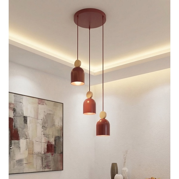 Lampa wisząca MESI 3PREM BURGUNDY - Emibig