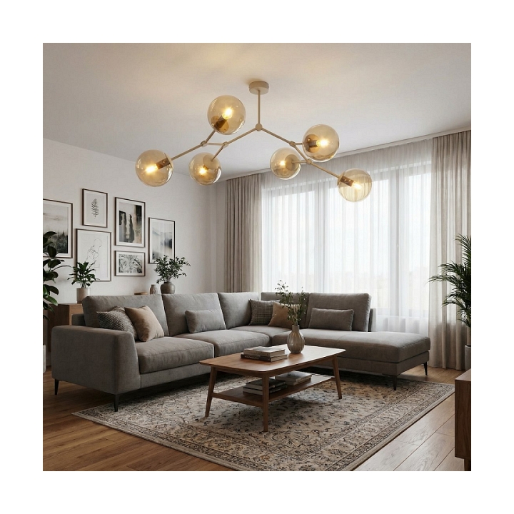 Lampa sufitowa SPACE 6 MOKKA AMBER - Emibig