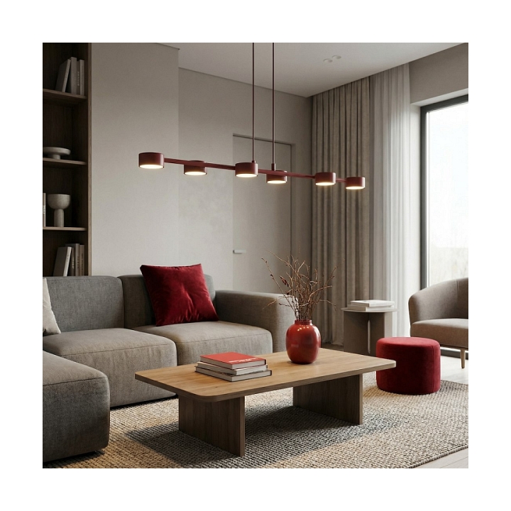 Lampa wisząca MEGARA 6 BURGUNDY - Emibig