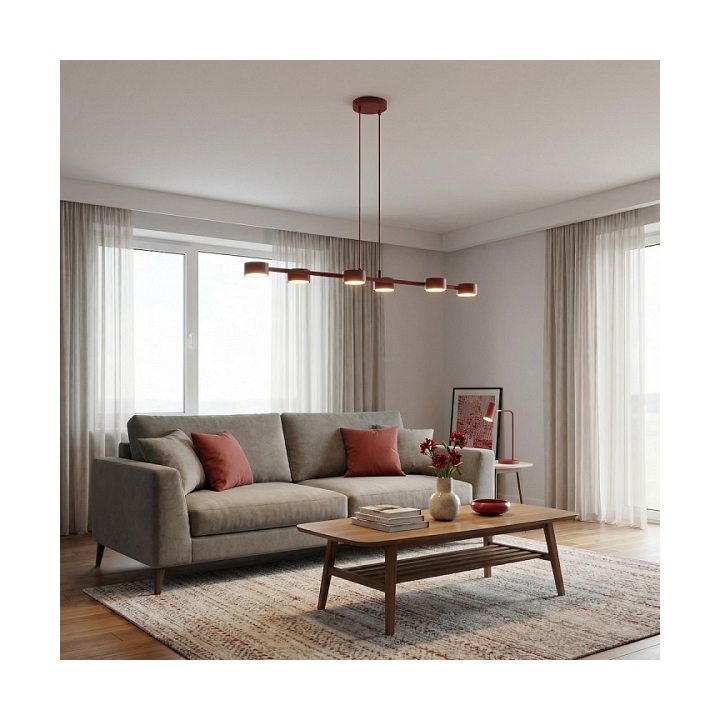 Lampa wisząca MEGARA 6 BURGUNDY - Emibig