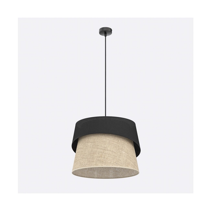 Lampa wisząca CANVA 1 BLACK NATURAL - Emibig