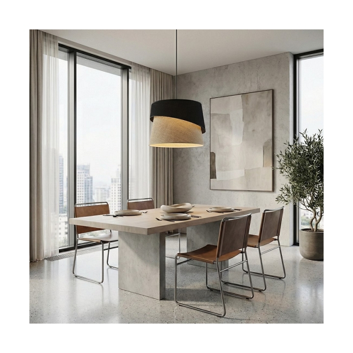 Lampa wisząca CANVA 1 BLACK NATURAL - Emibig