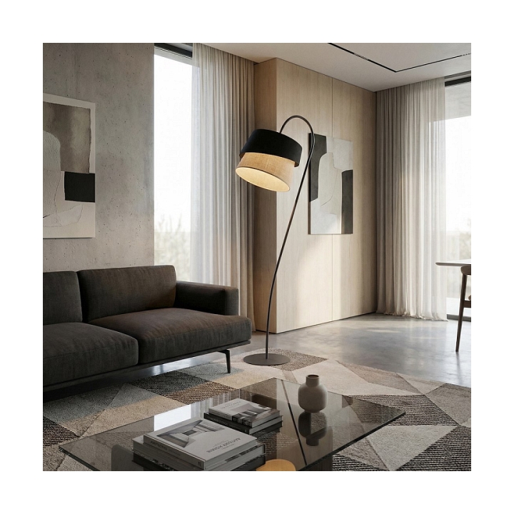 Lampa podłogowa CANVA LP1 BLACK NATURAL - Emibig