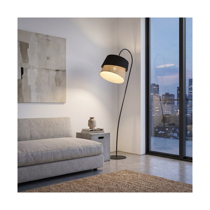Lampa podłogowa CANVA LP1 BLACK NATURAL - Emibig