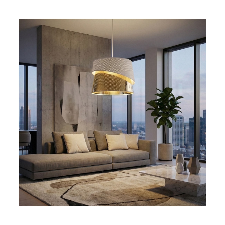 Lampa wisząca CANVA 1 WHITE GOLD - Emibig