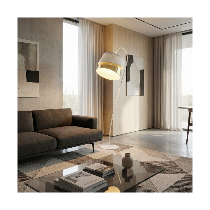 Lampa podłogowa CANVA LP1 WHITE GOLD - Emibig