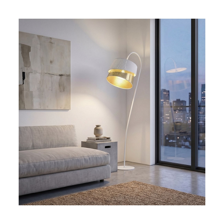 Lampa podłogowa CANVA LP1 WHITE GOLD - Emibig
