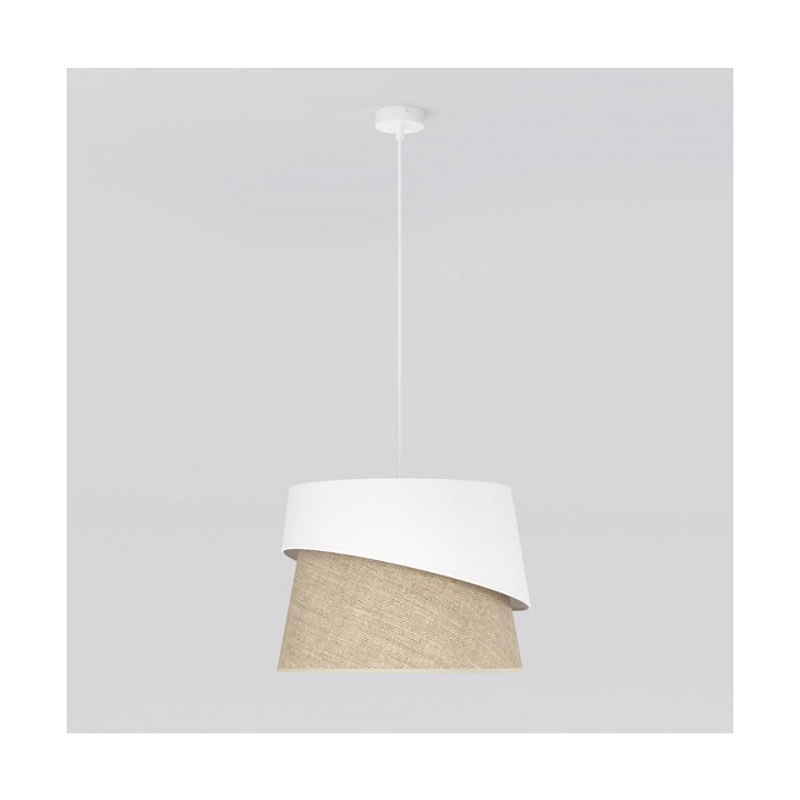 Lampa wisząca CANVA 1 WHITE NATURAL - Emibig