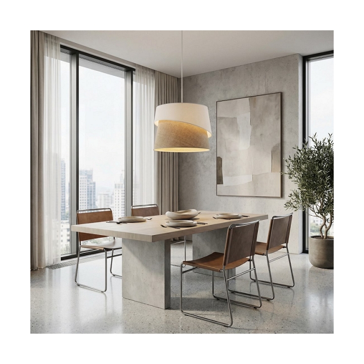 Lampa wisząca CANVA 1 WHITE NATURAL - Emibig