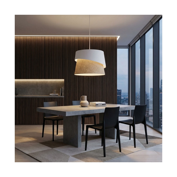 Lampa wisząca CANVA 1 WHITE NATURAL - Emibig
