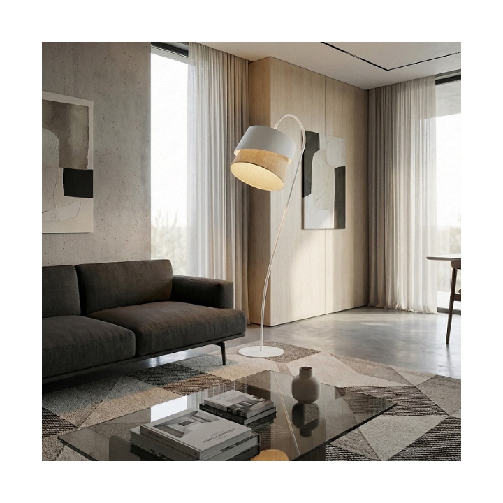 Lampa podłogowa CANVA LP1 WHITE NATURAL - Emibig