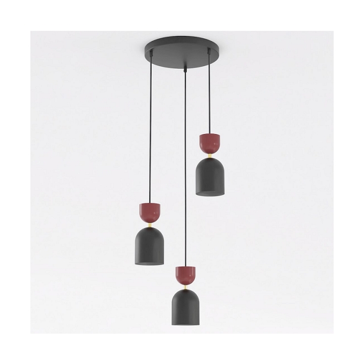 Lampa wisząca GAUDI 3PREM BLACK BURGUNDY - Emibig