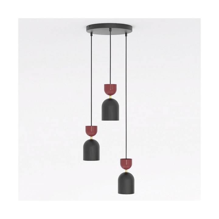 Lampa wisząca GAUDI 3PREM BLACK BURGUNDY - Emibig