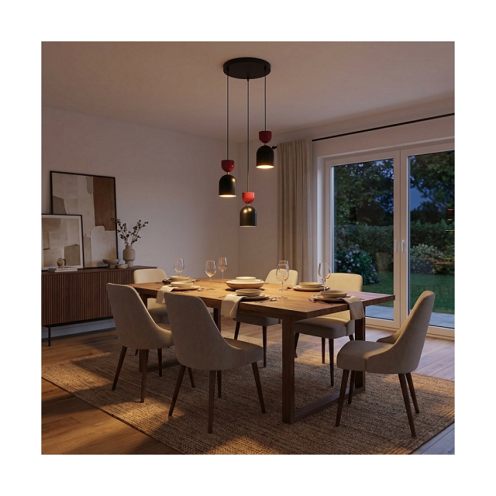 Lampa wisząca GAUDI 3PREM BLACK BURGUNDY - Emibig