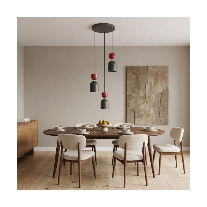 Lampa wisząca GAUDI 3PREM BLACK BURGUNDY - Emibig