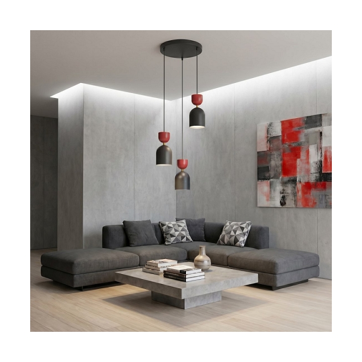 Lampa wisząca GAUDI 3PREM BLACK BURGUNDY - Emibig