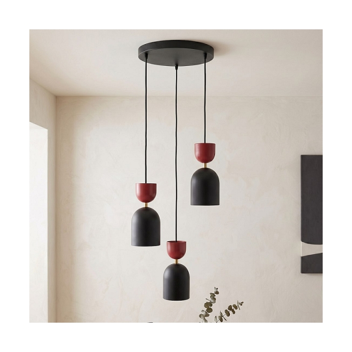 Lampa wisząca GAUDI 3PREM BLACK BURGUNDY - Emibig