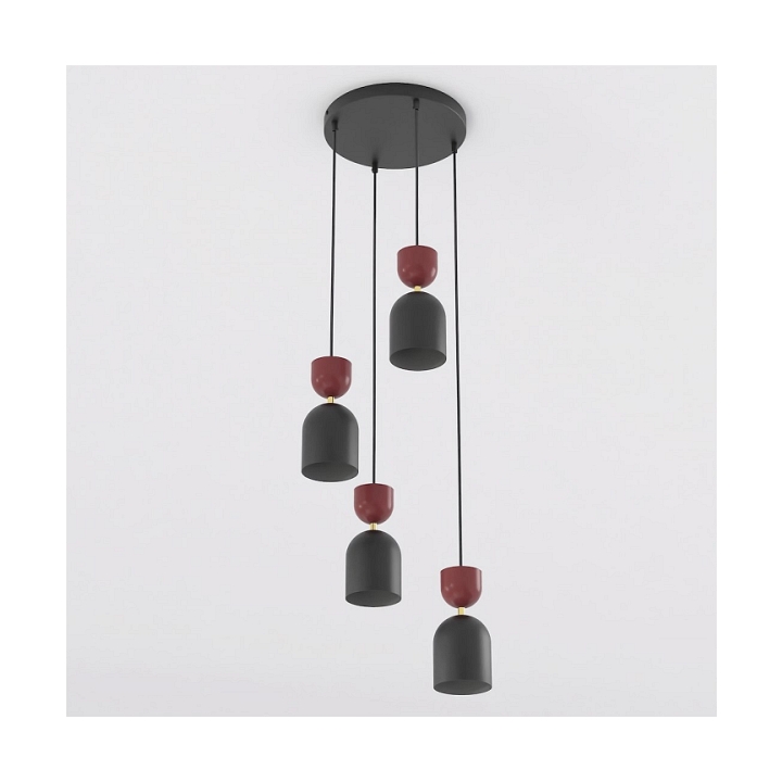 Lampa wisząca GAUDI 4PREM BLACK BURGUNDY - Emibig