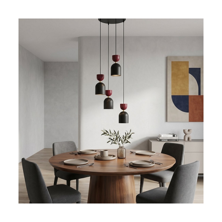 Lampa wisząca GAUDI 4PREM BLACK BURGUNDY - Emibig