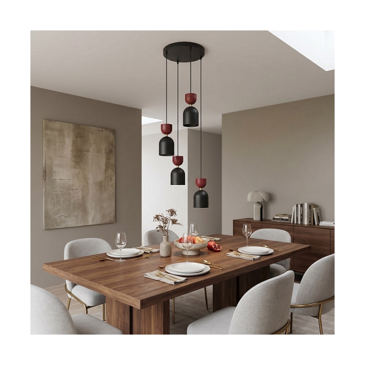 Lampa wisząca GAUDI 4PREM BLACK BURGUNDY - Emibig