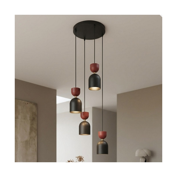 Lampa wisząca GAUDI 4PREM BLACK BURGUNDY - Emibig