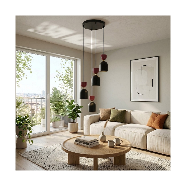 Lampa wisząca GAUDI 4PREM BLACK BURGUNDY - Emibig