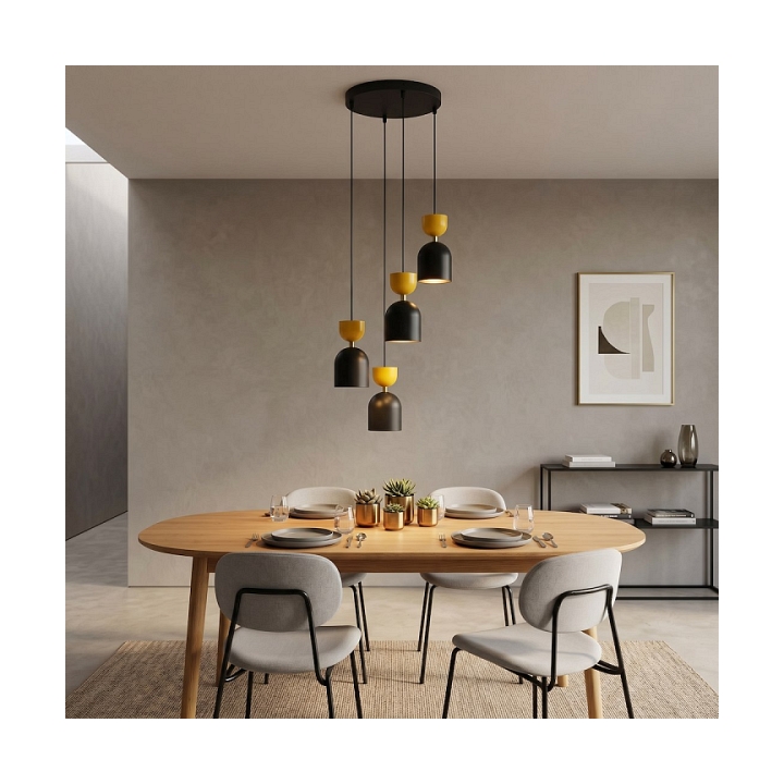 Lampa wisząca GAUDI 4PREM BLACK ORANGE - Emibig