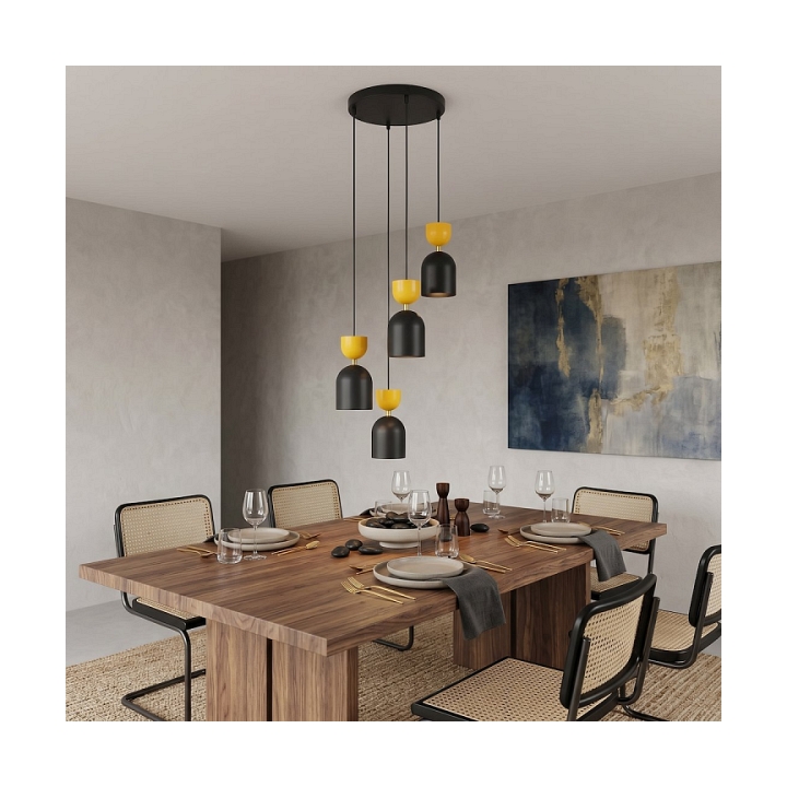 Lampa wisząca GAUDI 4PREM BLACK ORANGE - Emibig