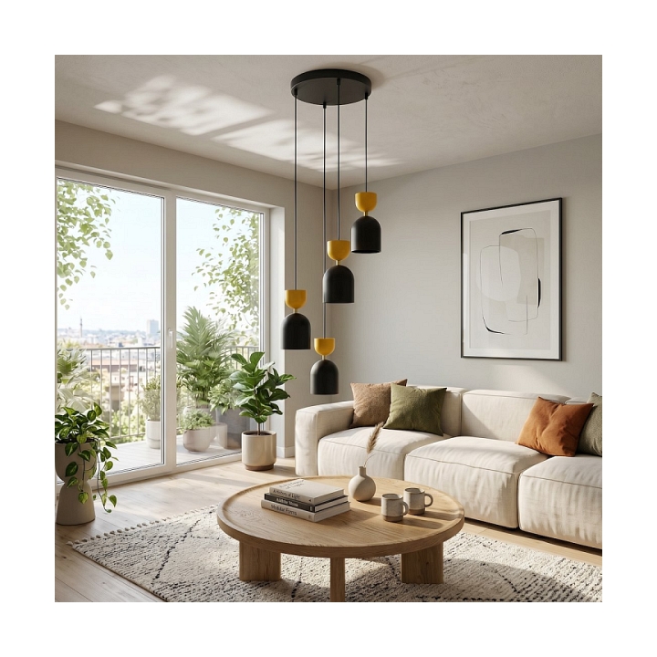 Lampa wisząca GAUDI 4PREM BLACK ORANGE - Emibig