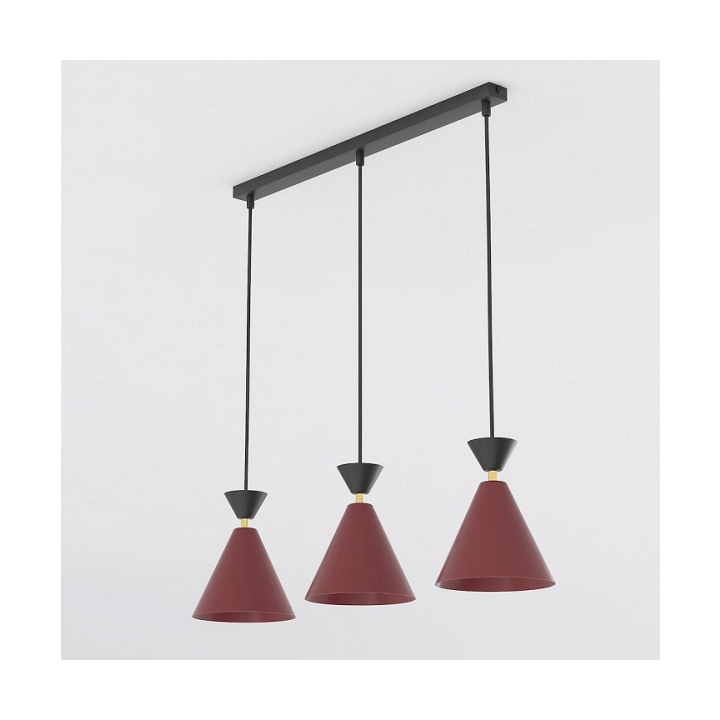 Lampa wisząca KLEVER 3 BURGUNDY BLACK - Emibig
