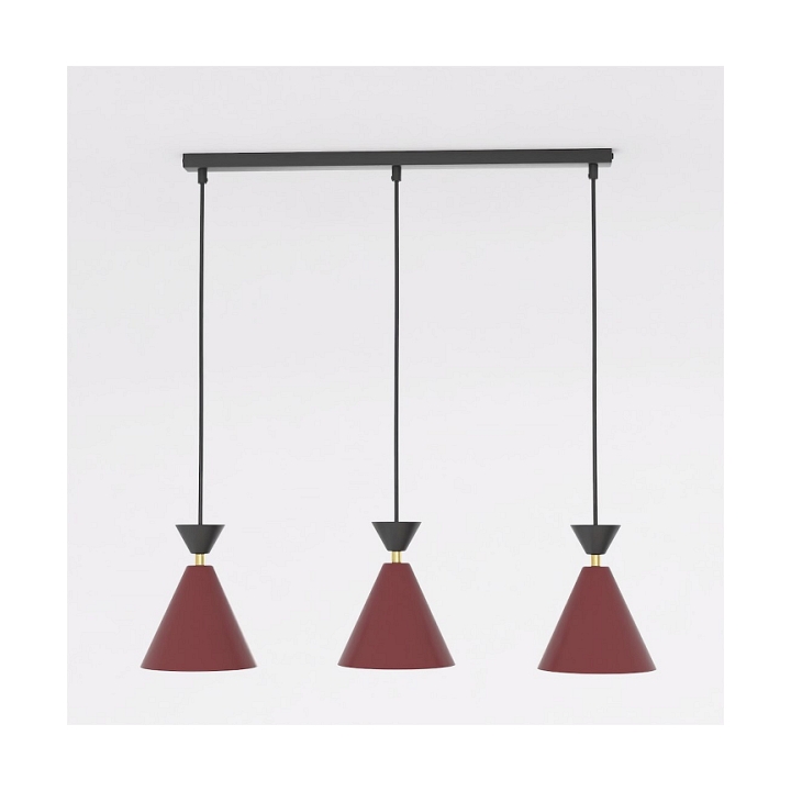 Lampa wisząca KLEVER 3 BURGUNDY BLACK - Emibig
