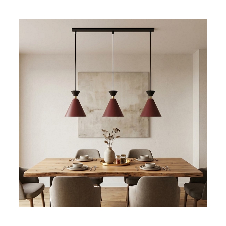 Lampa wisząca KLEVER 3 BURGUNDY BLACK - Emibig
