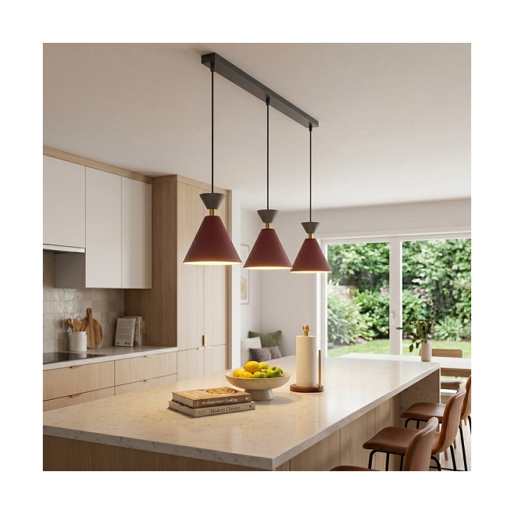 Lampa wisząca KLEVER 3 BURGUNDY BLACK - Emibig