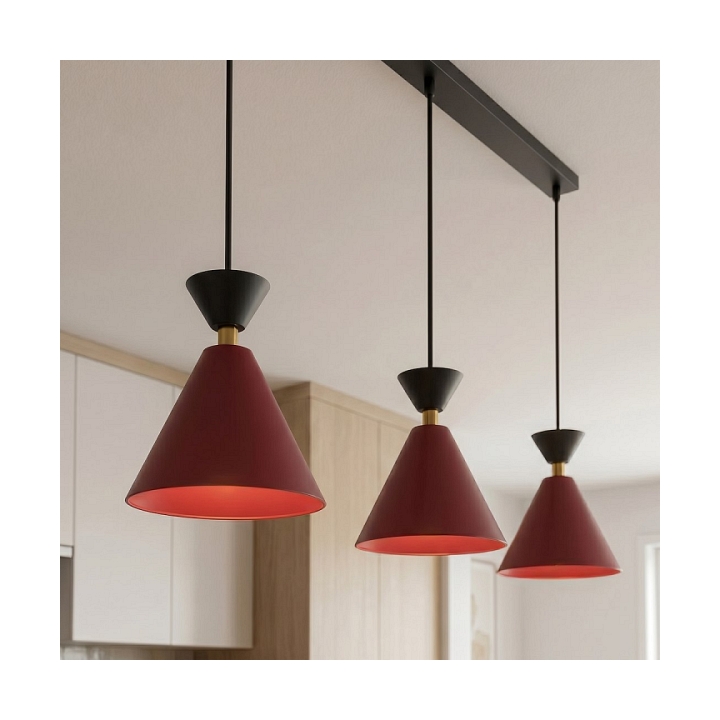 Lampa wisząca KLEVER 3 BURGUNDY BLACK - Emibig