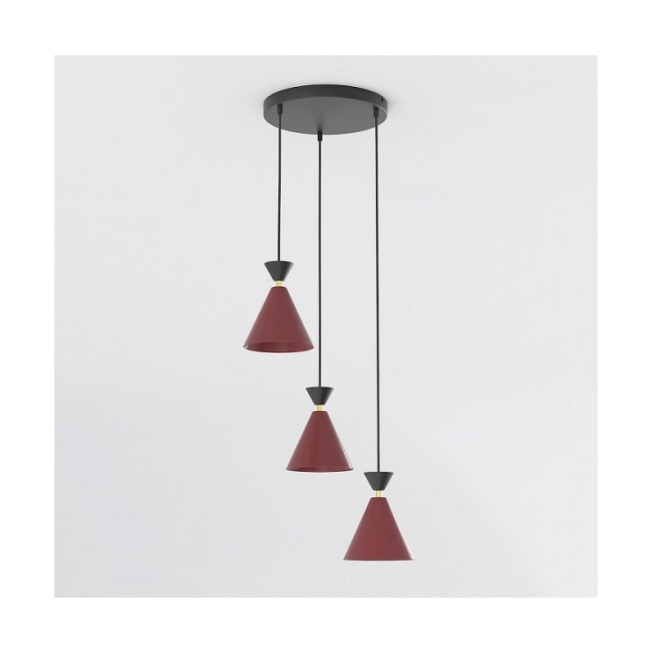Lampa wisząca KLEVER 3PREM BURGUNDY BLACK - Emibig