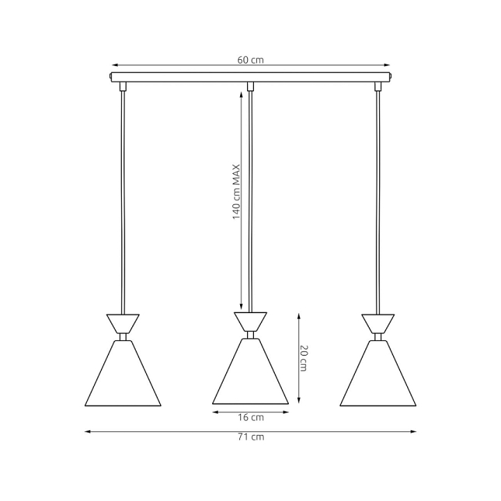 Lampa wisząca KLEVER 3 ORANGE BLACK - Emibig