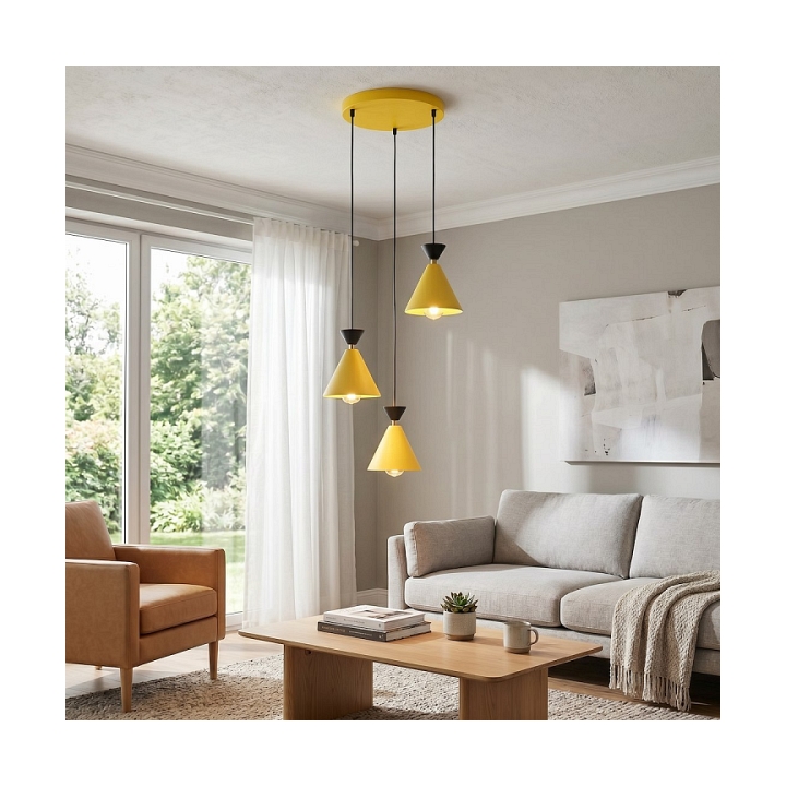 Lampa wisząca KLEVER 3PREM ORANGE BLACK - Emibig